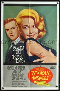 2e204 IF A MAN ANSWERS one-sheet poster '62 great close up image of sexy Sandra Dee & Bobby Darin!