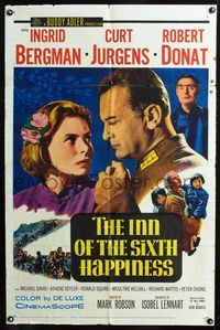 2e212 INN OF THE SIXTH HAPPINESS 1sheet '59 close up of Ingrid Bergman & Curt Jurgens, Robert Donat