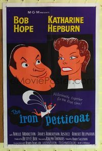 2e214 IRON PETTICOAT one-sheet movie poster '56 great artwork of Bob Hope & Katharine Hepburn!