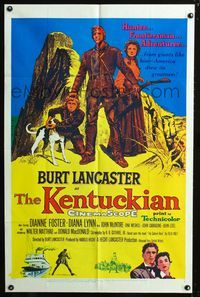 2e221 KENTUCKIAN one-sheet poster '55 art of star & director Burt Lancaster with frontier family!