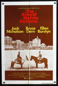 2e228 KING OF MARVIN GARDENS one-sheet '72 Jack Nicholson in New Jersey, directed by Bob Rafelson!