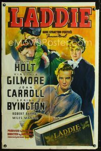 2e232 LADDIE one-sheet movie poster '40 Tim Holt, Virginia Gilmore, written by Gene Stratton-Porter!
