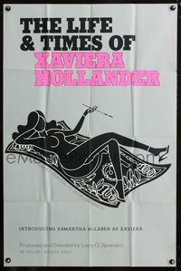 2e256 LIFE & TIMES OF XAVIERA HOLLANDER color 1sheet '74 sexy art of smoking naked Samantha McLaren!
