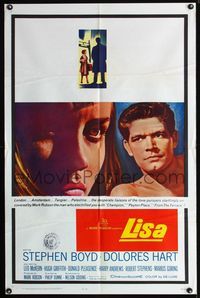 2e257 LISA one-sheet movie poster '62 Stephen Boyd, Dolores Hart, The Inspector!