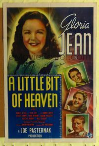 2e259 LITTLE BIT OF HEAVEN signed 1sh '40 by Gloria Jean, great art of her with young Robert Stack!