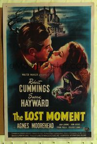 2e269 LOST MOMENT 1sheet '47 close up romantic art of Susan Hayward & Bob Cummings by spooky house!