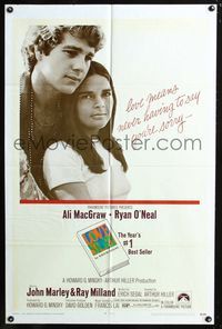 2e271 LOVE STORY one-sheet movie poster '70 great romantic close up of Ali MacGraw & Ryan O'Neal!