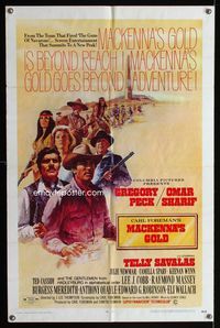 2e273 MacKENNA'S GOLD one-sheet poster '69 Gregory Peck, Omar Sharif, Telly Savalas, Julie Newmar