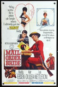 2e278 MAIL ORDER BRIDE one-sheet movie poster '64 Buddy Ebsen, Keir Dullea, sexy Lois Nettleton!