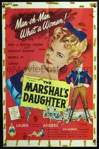 2e290 MARSHAL'S DAUGHTER one-sheet poster '53 man-oh-man, sexy Laurie Anders is a bundle of curves!