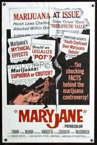 2e291 MARY JANE one-sheet movie poster '68 campy shocking sex & marijuana, euphoria or crutch?!