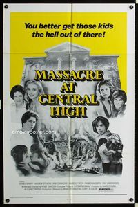 2e293 MASSACRE AT CENTRAL HIGH one-sheet movie poster '76 Robert Carradine, high school horror!