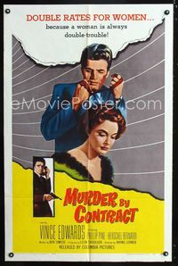 2e317 MURDER BY CONTRACT one-sheet '59 Vince Edwards strangles woman because she's double-trouble!