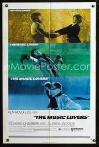 2e322 MUSIC LOVERS one-sheet '71 Ken Russell, three images of Richard Chamberlain & Glenda Jackson!