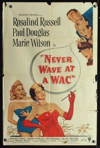 2e333 NEVER WAVE AT A WAC style A one-sheet poster '53 art of sexy Rosalind Russell & Marie Wilson!