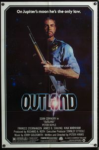 2e363 OUTLAND one-sheet '81 Sean Connery posing with shotgun is the only law on Jupiter's moon!
