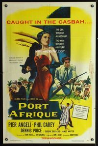 2e392 PORT AFRIQUE one-sheet poster '56 art of super sexy Pier Angeli caught in the Casbah with gun!