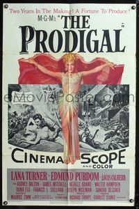 2e402 PRODIGAL one-sheet movie poster '55 art of sexiest Biblical Lana Turner & Edmond Purdom!
