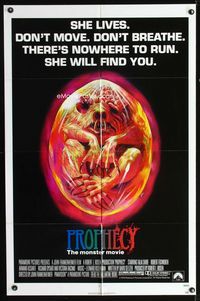 2e403 PROPHECY She Lives style 1sh '79 John Frankenheimer, art of monster in embryo by Paul Lehr!