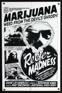 2e422 REEFER MADNESS 1sh R70s teens & marijuana, the weed from the Devil's garden, art by Bob Price