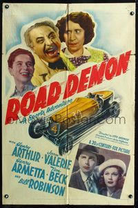 2e433 ROAD DEMON one-sheet movie poster '38 Otto Brower, Henry Arthur, great hot rod racing artwork!