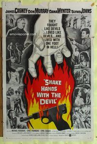 2e459 SHAKE HANDS WITH THE DEVIL 1sh '59 James Cagney, Don Murray, Dana Wynter, sexy Glynis Johns!