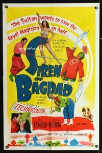 2e469 SIREN OF BAGDAD one-sheet movie poster '53 Paul Henreid, sexy half-dressed Patricia Medina!