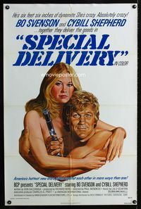 2e482 SPECIAL DELIVERY one-sheet movie poster '76 art of sexy Cybill Shepherd & Bo Svenson with gun!