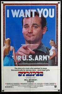 2e508 STRIPES style B one-sheet '81 Ivan Reitman classic military comedy, Bill Murray wants YOU!