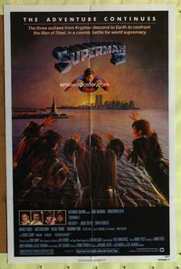 2e519 SUPERMAN II one-sheet '81 Christopher Reeve, Terence Stamp, great artwork over New York City!