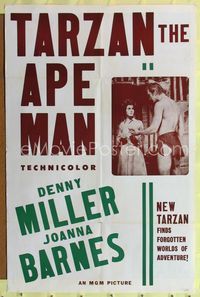 2e530 TARZAN THE APE MAN military 1sheet R60s image of Denny Miller, the new Tarzan & Joanna Barnes!