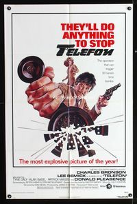 2e533 TELEFON one-sheet movie poster '77 great artwork, they'll do anything to stop Charles Bronson!