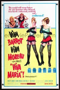 2e589 VIVA MARIA style B 1sh '66 Louis Malle, sexiest French babes Brigitte Bardot & Jeanne Moreau!