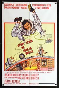 2e595 WAY WAY OUT Spanish/U.S. one-sheet movie poster '66 astronaut Jerry Lewis, Connie Stevens