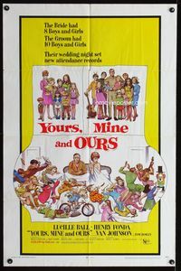 2e614 YOURS, MINE & OURS 1sheet '68 art of Henry Fonda, Lucy Ball & their 18 kids by Frank Frazetta!