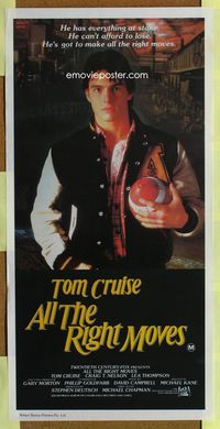 2f019 ALL THE RIGHT MOVES Aust daybill '83 close up of high school football player Tom Cruise!