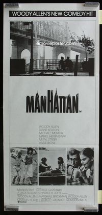 2f297 MANHATTAN Australian daybill '79 Woody Allen & Mariel Hemingway in New York City by bridge!