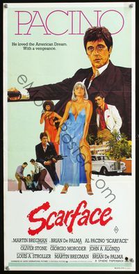 2f388 SCARFACE Aust daybill '83 Al Pacino as Tony Montana, Michelle Pfeiffer, great different art!
