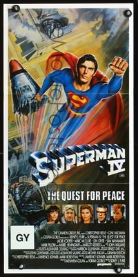 2f428 SUPERMAN IV Australian daybill '87 art of super hero Christopher Reeve by Daniel Gouzee!