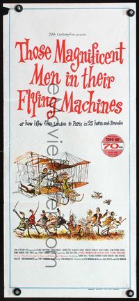 2f447 THOSE MAGNIFICENT MEN IN THEIR FLYING MACHINES Aust daybill '65 wacky art of early airplane!