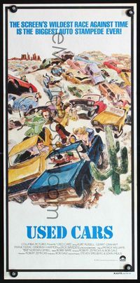 2f469 USED CARS Australian daybill movie poster '80 Robert Zemeckis, cool different art by Kossin!