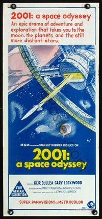 2f001 2001: A SPACE ODYSSEY Australian daybill '68 Stanley Kubrick, stone litho space wheel art!