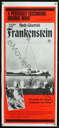 2f023 ANDY WARHOL'S FRANKENSTEIN Australian daybill '74 Paul Morrissey, completely different image!
