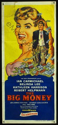 2f047 BIG MONEY Australian daybill movie poster '58 art of Belinda Lee & Ian Carmichael
