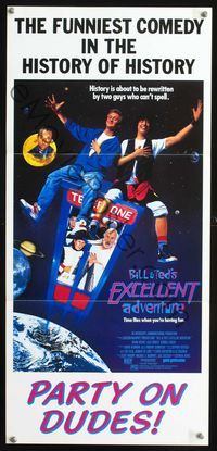 2f051 BILL & TED'S EXCELLENT ADVENTURE Aust daybill '89 Keanu Reeves, Socrates & Napoleon in booth!