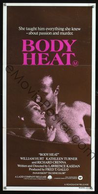 2f057 BODY HEAT Australian daybill movie poster '81 Kathleen Turner, William Hurt