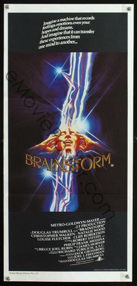 2f061 BRAINSTORM Australian daybill movie poster '83 Christopher Walken, really cool sci-fi artwork!