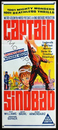 2f084 CAPTAIN SINDBAD Australian daybill movie poster '63 1001 deathless thrills & mighty wonders!