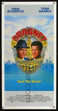 2f154 DRAGNET Australian daybill '87 art of Dan Aykroyd as Joe Friday with Tom Hanks by McGinty!