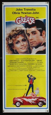 2f222 GREASE yellow Australian daybill '78 John Travolta & Olivia Newton-John classic musical!